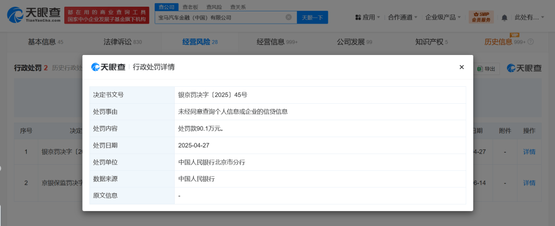这家汽车金融公司被罚，涉信息查询违规
