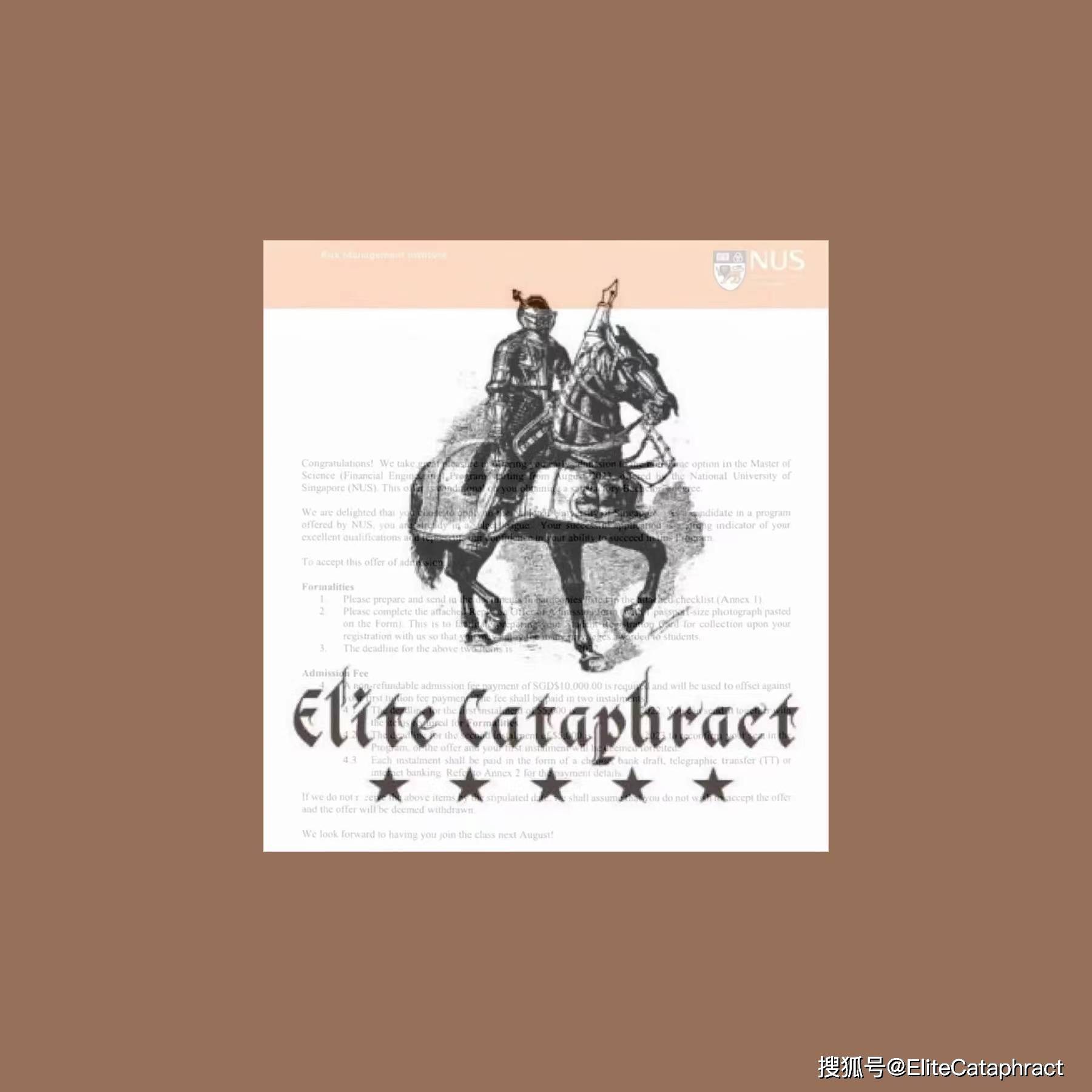 Elite Cataphract战绩 | 新加坡国立大学-金融工程录取！